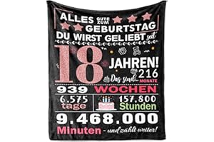 AOWINS 18. Geburtstag Mädchen, Geschenke zum 18 Geburtstag Mädchen, Teenager Geschenke Decke 150x130CM