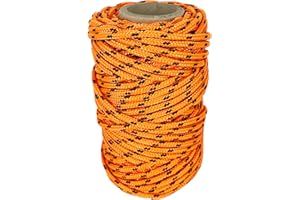 GOPEU Cordón de Poliéster 3mm * 25m. Fabricado en España. para Manualidades, Aire Libre, Exteriores, Jardín y Bricolaje. Naranja con Negro