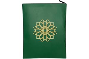 IqraCovers Quran Sleeve – Luxurious Leather Book Pouch with Zipper – Durable Water-Resistant Book Protector Pouch – Elegant Book Covers for Quran or Thick Hardcover Books (Green, Small)