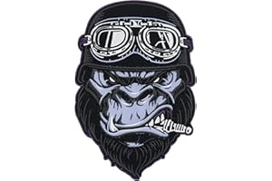 ‎FINALLY HOME Finally Home Großer Biker Gorilla Patch zum Aufbügeln | Motorrad Kutte Patches, Rückenaufnäher, Motorradjacke Rückenpatch, Motorcycle Rocker Aufnäher für Lederwesten