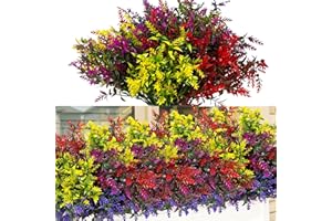 LuckyCao 16Bündel künstliche Sträucher,Kunstblumen für Außen Lavendel künstliche Blumen UV-Kunstpflanzen,künstliche Pflanzen im Freien Wetterfeste Balkonpflanzen Künstliche Blumen für Zuhause Garten