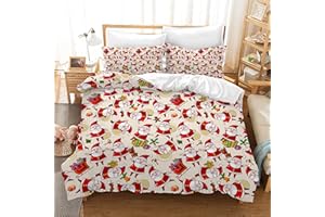 Leleyouzer Set di biancheria da letto Natalizia 220 x 240 cm,Biancheria Natalizio,Set regalo di Natale per Bambini,Copripiumino Natalizio con due Federe 50 x 75 cm(MC6)