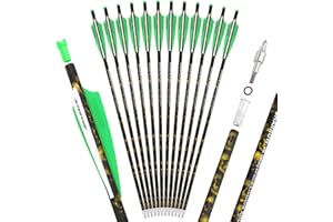 HNZMDY Boulons d'arbalète 16 Pouces 17 Pouces 18 Pouces 20 Pouces 22 Pouces Flèches d'arbalète avec Pointes Amovibles Tir à l'arc Flèches en Carbone pour la Chasse