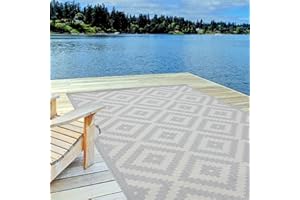 THE RUGS Outdoor Rug – Weather & UV Resistant Outdoor/Indoor Area Rugs - Durable Rugs for Patio, Deck, Garden, Kitchen, Bathroom or Living Room - Grey, 200 x 290 cm
