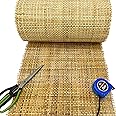 MINHKUST 24" Width Natural Dark Square Rattan Cane Webbing Roll 7 Feet Length for Caning Projects | Pre-Woven Radio Mesh Cane Webbing Sheet for Furniture, Chair, Table, Ceiling
