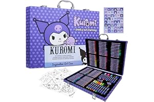 Hello Kitty Sanrio Kuromi Set de Arte para Niñas, Anime Maletin Pinturas para Niños en Estuche de Viaje, Lapices Colores, Rotuladores, Regalo Niñas (Morado Kuromi)