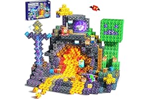 Pourbibi Magnetische Bausteine - 150 Teile Magnetbausteine Magnetspielzeug, Magnetische Bauwelt Spielzeug Magnetblöcke für Kinder ab 3 4 5 6 7 8 9 Jahre Verstaubare,Professioneller Christmas