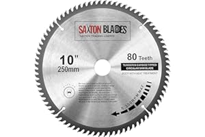 SAXTON BLADES Saxton - Disco circular de TCT para sierra circular para madera de 250 x 30 mm y 80 dientes, se adapta a sierras de 255 mm