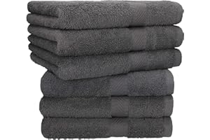 Betz Lot de 6 Serviettes de Toilette Palermo Taille 50x100 cm 100% Coton Couleur Anthracite