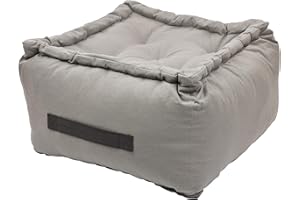 Alphadeco Dickes Bodenkissen Uni - 25cm hoch - mehrere Farben - Pouf - Ottoman - Hocker - 40x40x25cm - 100% Baumwolle (170g/m2) (Hellgrau)