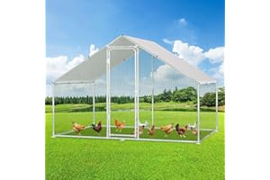 Izrielar Recinzione per pollaio XL con serratura di sicurezza e panno impermeabile in polietilene, molto spazio per polli, conigli e altri piccoli animali, robusto telaio in acciaio, 3 x 2 x 2 m