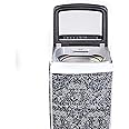 Vintage Pro Washing Machine Cover Suitable for Top Load Samsung Back Panel 8.5 kg, 9 kg, 9.5 kg, 10 kg (Black Flower, 63cms X 63cms X 93cms)