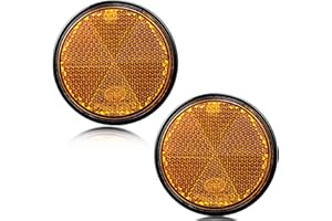 DARKGUARD 2xCatarifrangente Rotondi Giallo Ø60 mm Omologati, Catarifrangenti Autoadesiva Tondi per Rimorchio Bicicletta Camion Macchine Agricole （Giallo-Rotondi-Autoadesivo-2Pezzi）