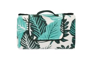 Amazon Basics Picnic Blanket With Waterproof Backing, Multi-Coloured Leaf Design, 200 x 200 cm