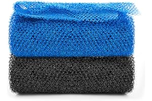 WLLHYF Lot de 2 éponges africaines en maille filet exfoliant africain pour la douche le dos le lisseur pour un usage quotidien (noir, bleu)
