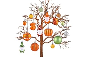Valery Madelyn 40pcs Autumn Decorations, Halloween Tree baubles for Home Decor, Variaty Shatterproof Set with Gnomes for Harvest Halloween Christmas Holiday Party Gift