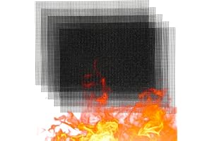 OSVINO Black BBQ Grill Mesh Mat 5 Pack Non-Stick Reusable Grill Mats 40x30cm Outdoor Barbecue Baking Accessories Works on Gas Charcoal Electric Grill for Grilling Meat, Fish, Steak, Vegetables