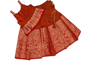 Picksparrow Baby Girl Pattu Pavadai/Kids Lehenga Choli (Pleated Top)
