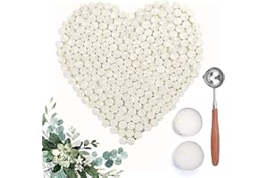 Kelzia Perlas de Cera de Sellado- Kit de Lacre de Sellado Octagonal con 2 Velas de Té + 1 Cuchara de Fundir sin Sello - Cera para Sellar y Decorar Cartas e Invitaciones - 230 piezas