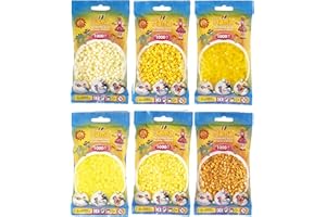 HAPPY PRICE TOYS Hama Midi - Perles à repasser Convulut - Crème, jaune, transparent, néon, pastel, ours en peluche + instructions avec 3 modèles de design