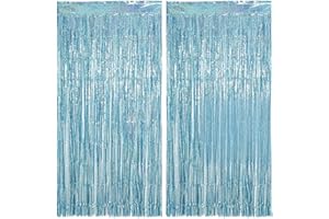FAIRYMAIDEN Pack of 2 Tinsel Curtain Blue, Glitter Curtain Tinsel Blue, Glitter Party Curtain, Foil Fringe Background for Party Decoration, Birthday Decoration, Wedding, Festivals, Stage Decoration, Disco Party