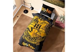 Harry Potter Juegos de Fundas Nórdicas, Pack con Funda de Edredón y Almohadas - Disponible en Varios Tamaños (Negro Individual)