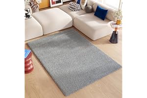 TAPISO Essence Tappeto Shaggy a Pelo Lungo Monocromatico Grigio per Soggiorno Sala Camera da Letto Cameretta Morbido Resistente Sicuro OEKO-TEX 140 x 200 cm