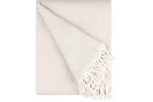 BOHORIA® Colcha Tulum, 100 % algodón, Oeko-Tex®, manta reversible para sofá y cama, con estampado, extragrande, 170 x 230 cm (algodón natural)