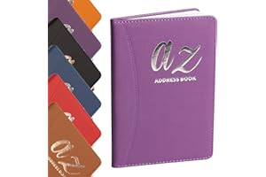 EVELAY Libro de direcciones y teléfonos con índice de la A a la Z, tapa dura, con bolígrafo, libreta de direcciones A5 para casa, oficina o trabajo, color morado