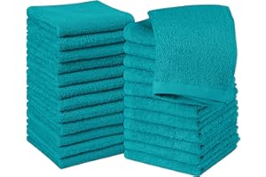 Utopia Towels - Set Di 24 Asciugamani - 100% Cotone Filato Ad Anelli, Asciugamano Di Flanella Di Qualità Superiore, Altamente Assorbente e Morbido (Turchese)