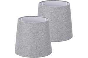 ‎NAVARIS Navaris 2x Lampenschirm aus Leinen - 2er Pack E14 Lampen Schirm für Tischlampe oder Stehlampe - 2 Ersatz Lampenschirme klein - Außen Grau/Innen Weiß