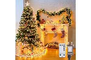 BRIGHTOWN Christmas Tree Lights Cluster Lights 500 LED -12 Light Modes 4X Bright LED Fairy Lights with Remote, Timer, Waterproof Indoor & Outdoor Use –500 LED / 7.62m Lit Length, Green Cable, Warm White