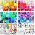 MIIIM 3540pcs Pony Beads for Bracelets Making, 96 Colors 2600pcs Kandi Beads, 500pcs Letter Beads and 200pcs Smiley Face Beads, Plastic Beads for Jewelry Making, 5 Boxes Kandi Bracelet Kit for Crafts