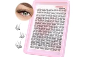 PHKERATA Wispy Cluster Lashes Natural Individual Eyelashes 180Pcs 9-12MM Lashes Individual Cluster Short Wispy C Curl Eyelash Clusters 9-12MM Super Thin Band Eyelashes