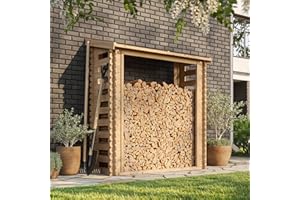 Legnaia da Esterno in Legno - Portalegna da Esterno - Casetta da Giardino in Legno - Porta Legna per Esterno 86x184xA200 cm/2 m3 TIMBELA M201