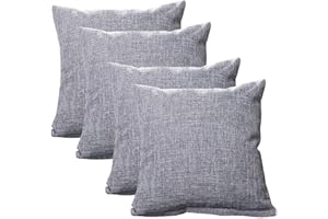GONOVE Cushion Cover, 4 Pack 45×45cm Linen Cotton Pillowcase Vintage Style Square Throw Pillow Covers Decorative Cushion Covers for Sofa, Couch, Bed, Bench