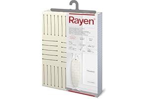 Rayen | Funda Tabla de Planchar Universal | Funda de Planchar Elástica | 4 capas: Espuma, Muletón, tejido 100% Algodón, Calidad Canvas y Titanium | Gama Premium | Medida: 127 x 51 cm | Estampado Beige