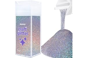 Hemway Craft Glitter Shaker 130g / 4.6oz Glitter for Arts, Crafts, Resin, Tumblers, Nails, Painting, Decoration, Festival, Cosmetic, Body - Ultrafine (1/128" 0.008" 0.2mm) - Silver Holographic