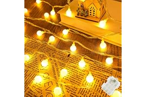 Isisyu Lichterkette Außen Batterie, 6M Weihnachtsbeleuchtung Außen Batterie mit 40er Warmweiß Globe, 3 Modi Wasserdicht Lichterkette Kugeln Batterie Innen mit Timer für Party, Garten, Hochzeit