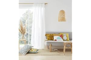 Pineapple Elephant Aletta Tufted Stripe 55x90 Inch Tab Top Voile Curtain Panel White