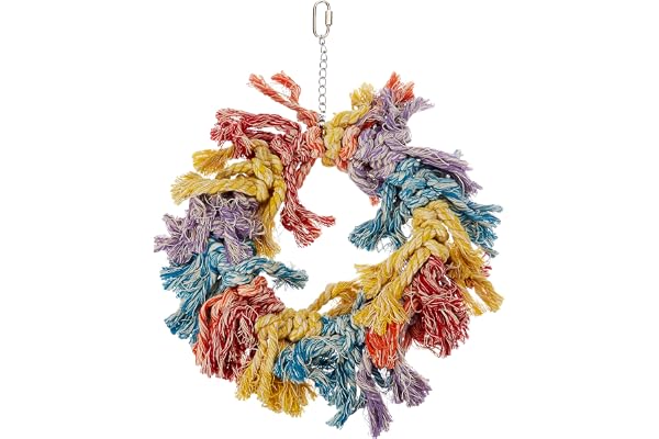 happypet Anneau de Fil Dentaire pour Oiseau Jouet à Suspendre Durable Interactif Escalade Perchoir Perchoir Exercice Cage de Jeu Accessoire pour perroquets calopsittes