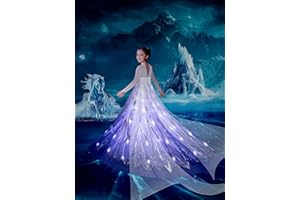 UPORPOR LED Christmas Princess Dress Snow Costume for Girls Halloween Ice Costume Dressing Up Birthday Party Costume