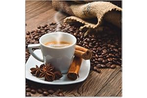 ARTland Spritzschutz Küche aus Alu für Herd Spüle 60x60 cm (BxH) Küchenrückwand mit Motiv Getränke Kaffee Coffee Cafe Bistro Kaffeebohnen Dunkel S6BQ