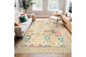 BEIMO Tappeto Salotto Vintage, Tappeti Camera Da Letto, Tappeto Estivo Salotto Antiscivolo Lavabile, Grande Tappeti Persiano per Soggiorno, Sala, Multicolore, 160x230cm