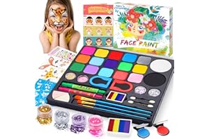 Chennyfun Palette de Maquillage Enfants Kit de Peinture pour Le Visage-17 Grandes peintures, Peinture pour Le Visage et Le Corps de qualité Professionnelle, Fête De Noël Halloween Carnaval Cadeau