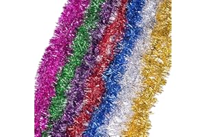 SSKHE Girlanda bożonarodzeniowa z lametą w 7 kolorach, błyszcząca wisząca dekoracja, pasma lamety bożonarodzeniowej do dekoracji choinki, wieńca, na ślub, Boże Narodzenie, artykuły imprezowe