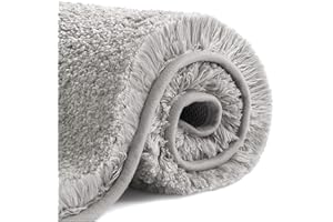 VANZAVANZU Tapis de Bain Antidérapant Tapis Salle de Bain Épaissi Tapis Sortie de Douche Absorbant Tapis de Sol Ultra Doux en Microfibre, Séchage Rapide, Lavable en Machine - 60 x 90cm (Gris Clair)