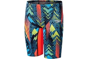 Speedo Fastskin Junior Endurance+ Max Badehose für Jungen, hohe Taille, Blau / Rot