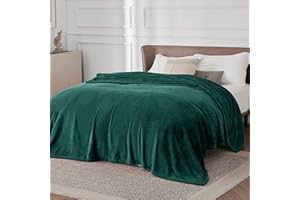 BEDSURE Puszysty koc polarowy, ciepły, na zimę, miękki, koc na sofę XXL, koc na kanapę, duży przytulny koc do salonu, narzuta na sofę, 230 x 270 cm, kolor ciemnozielony