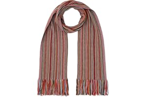 LOVARZI Men's Fine Wool Merino Scarf - Luxurious Striped Super Soft Winter Scarf for Men